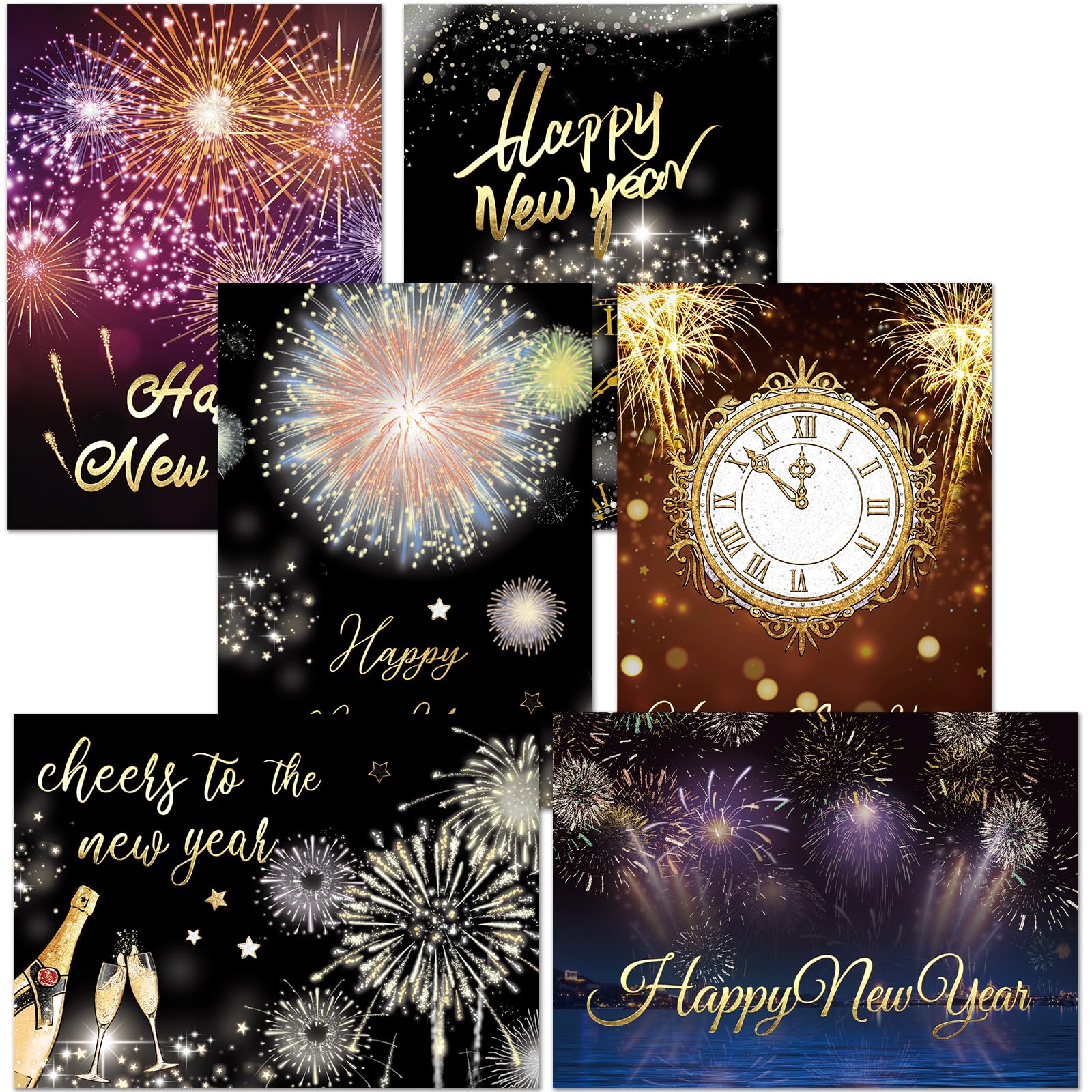 WorldBazaar Gold Foil New Year Cards (24)