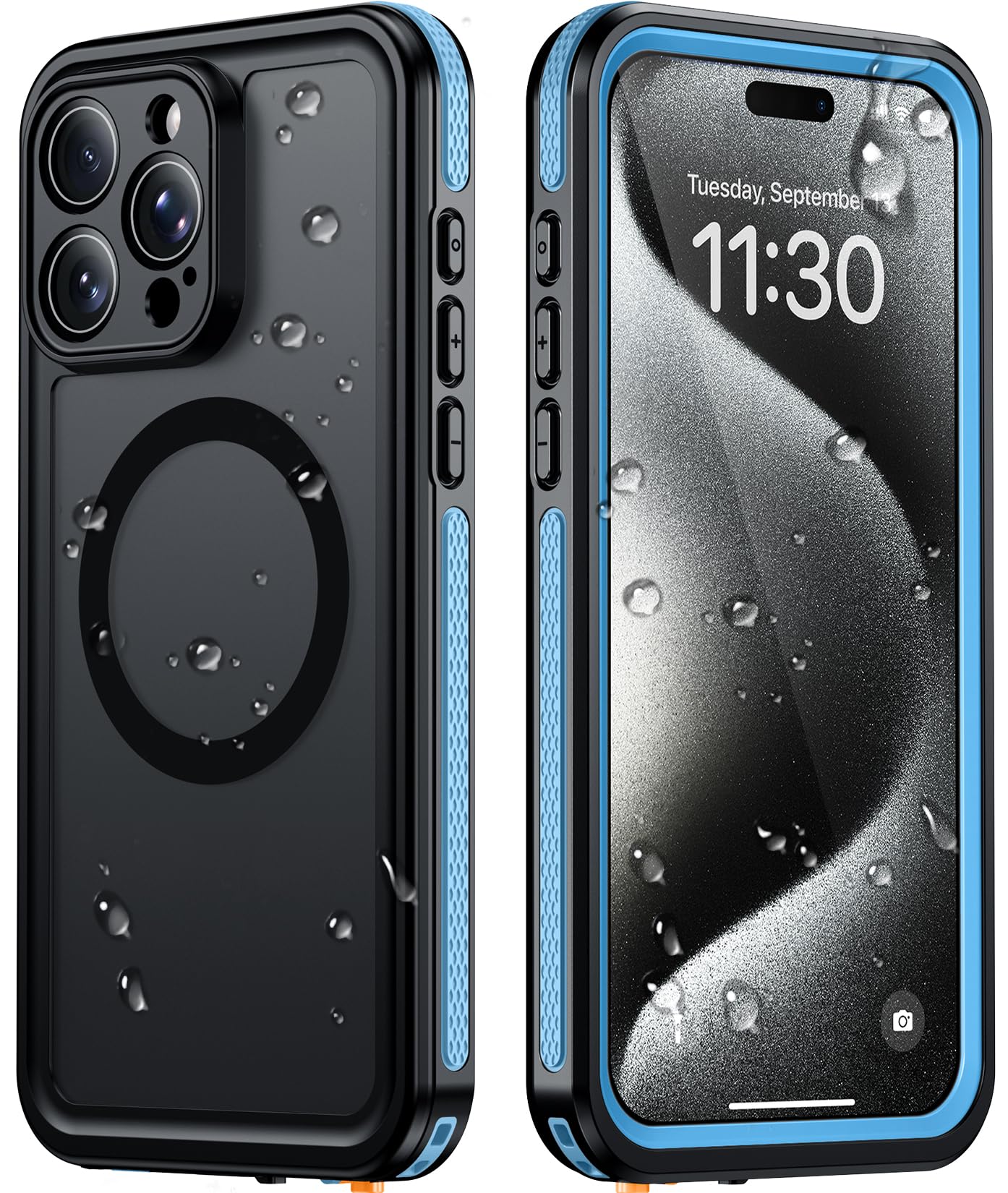 Temdan Designed for iPhone 15 Pro Case Waterproof, Blue