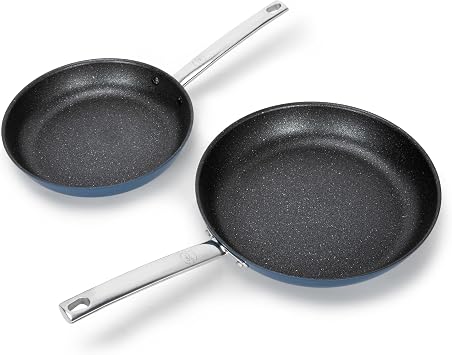 Kitchen Academy Titanium Nonstick Frying Pans Set, Induction Skillet Sets, Healthy Cookware Chefs Pan, Free of PTFE & PFAS 9.5+10 Inch