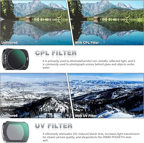 Miniatura 3 de Kit de filtros de lente ND variable para DJI Osmo Pocket 3 Creator Combo Accesorios Filtros ND variables 1-5 paradas + 6-9 paradas