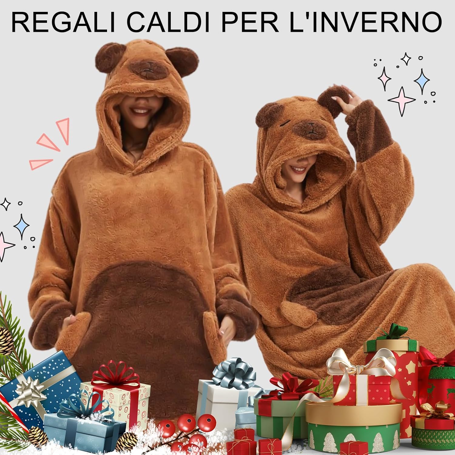 Blanket Hoodie Panda Wearable Blanket Long Pullover Unisex Adult Animal Oversized Sweatshirt with Sleeves Oversized Women Men - Image 7