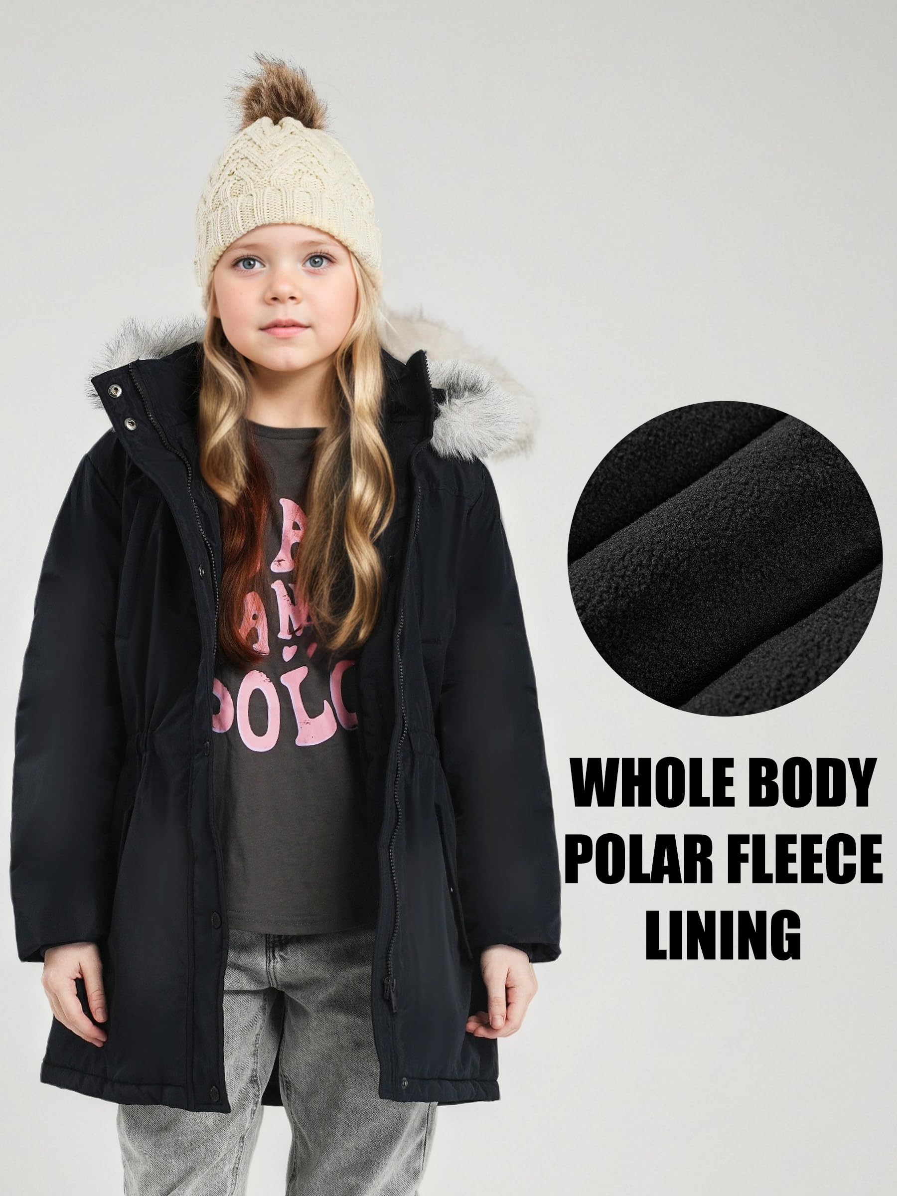 maoo garden Abrigo de Invierno para Niñas Parka Impermeable para Nieve con Capucha de Pelo y Revestimiento Pesado