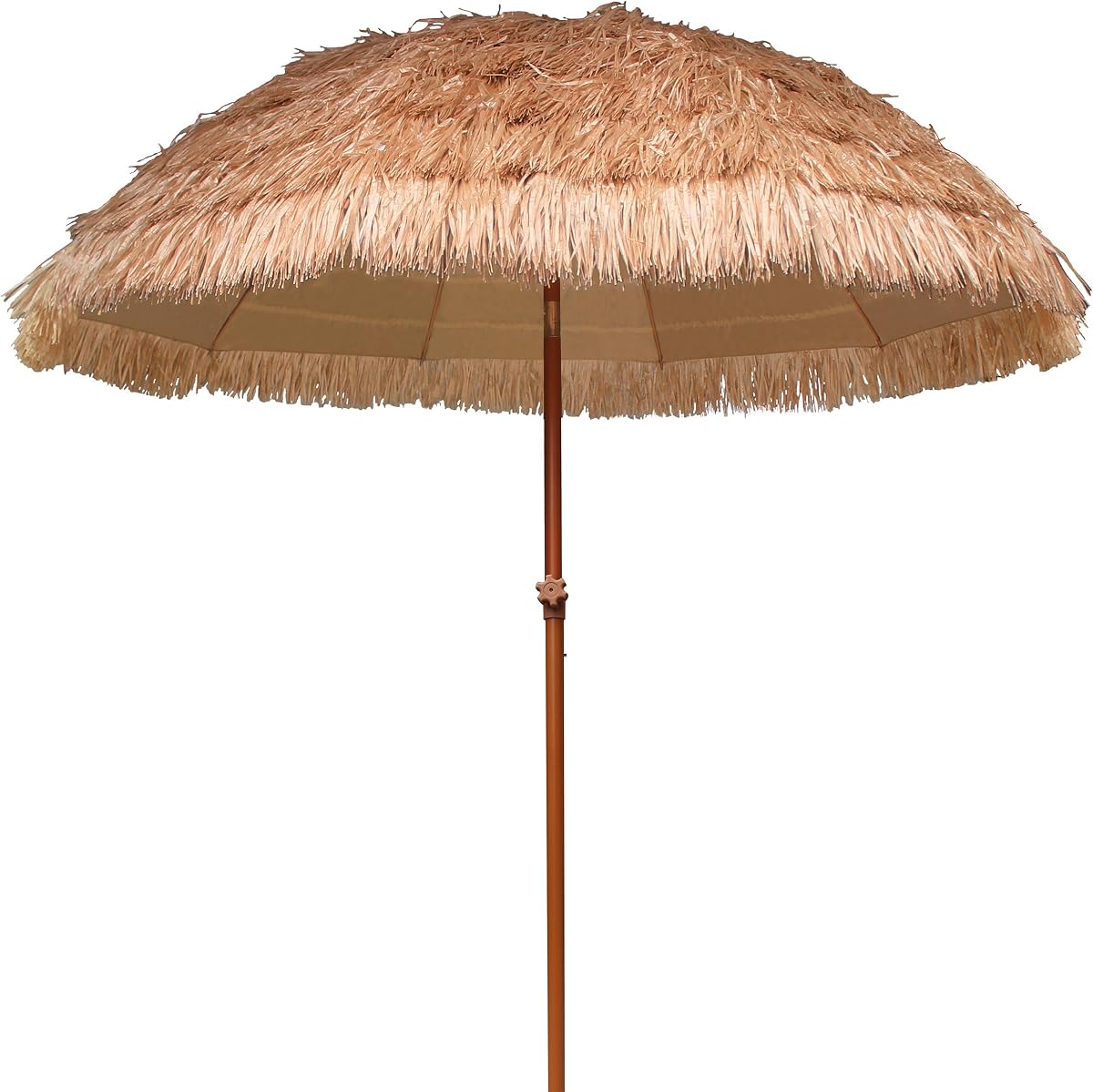 7.5ft Hula Thatched Tiki Patio Beach Umbrella Hawaiian Style 10 Ribs UPF 50+ with Tilt Carry Bag for Outdoor Tiki Bar, Tropical Palapa, Patio Garden Beach Pool Backyard Natural Color