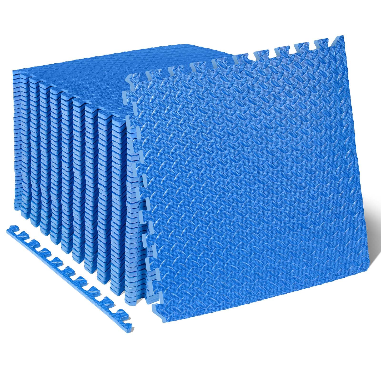 ProsourceFit Exercise Puzzle Mat ½-inch, EVA Interlocking Foam Floor Tiles for Home Gym, Workout Equipment, Kids Play Areas, Blue, 144 SQ FT - 36 Tiles