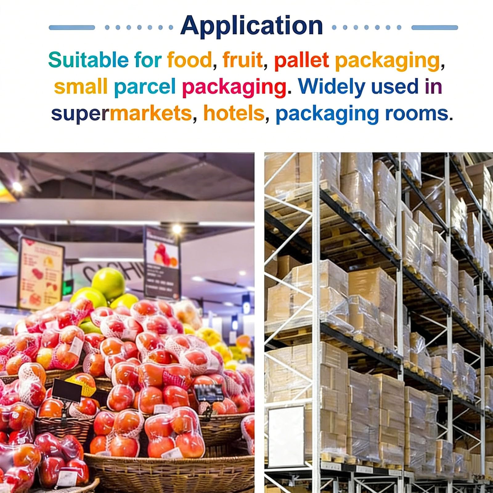Ręczny dozownik folii stretch, ręczne narzędzie do owijania z płynną kontrolą rolki, elastyczne opakowanie do przechowywania żywności i sklepu owocowego supermarketu