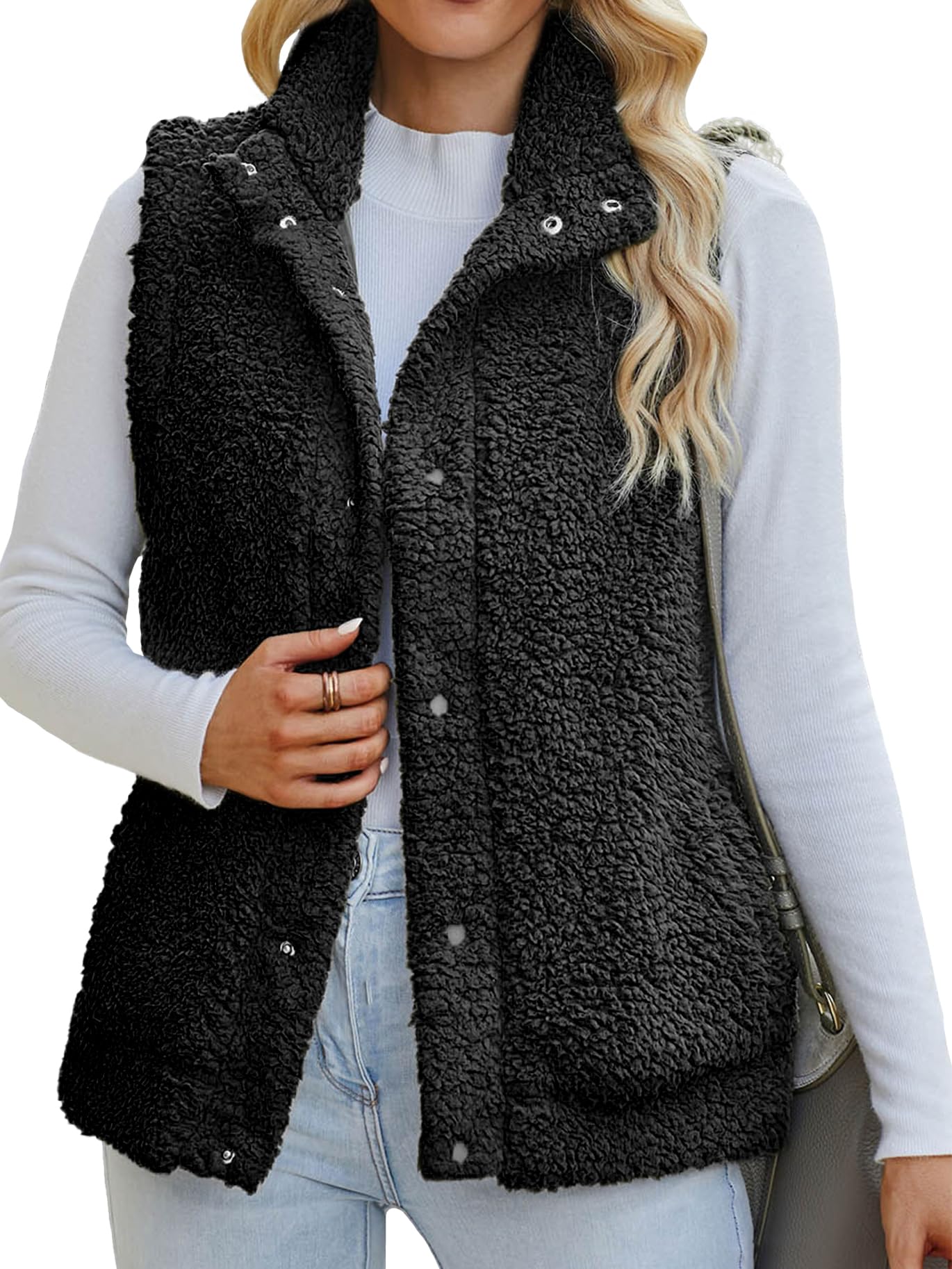 Maeau - Giacca in Pile da Donna Gilet Donna in Pile Smanicato Senza Maniche Giacca Elegante Invernale Sportivo per Autunno e Inverno
