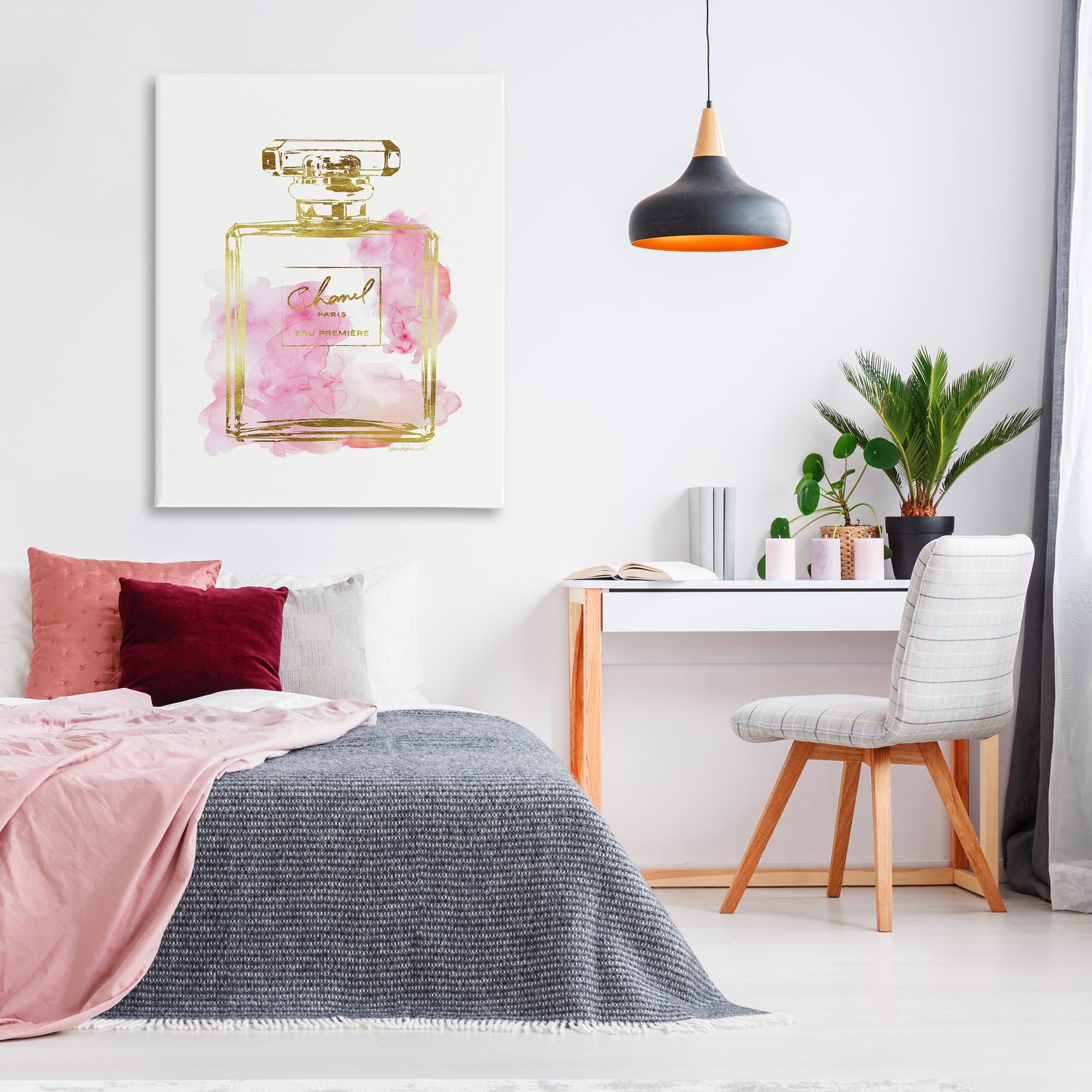 Stupell Industries Glam Perfume Bottle Gold Pink Canvas Wall Art Design By Artist Amanda Greenwood