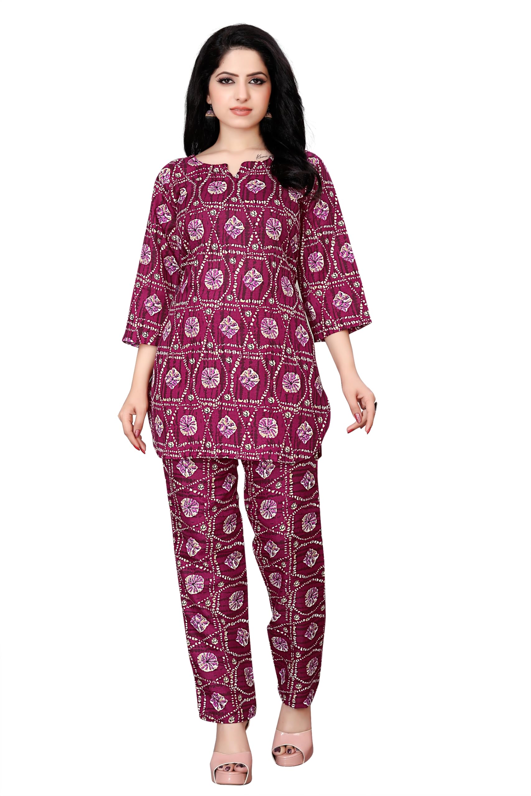 NAROBA FAB Women Ethnic Kurta Set | Cotton Co-Ord Set | Fancy Pajama Set | Floral Printed Top & Pant Set | Full Pair Set | A-line Kurta Set For Women | Co-Ord Set