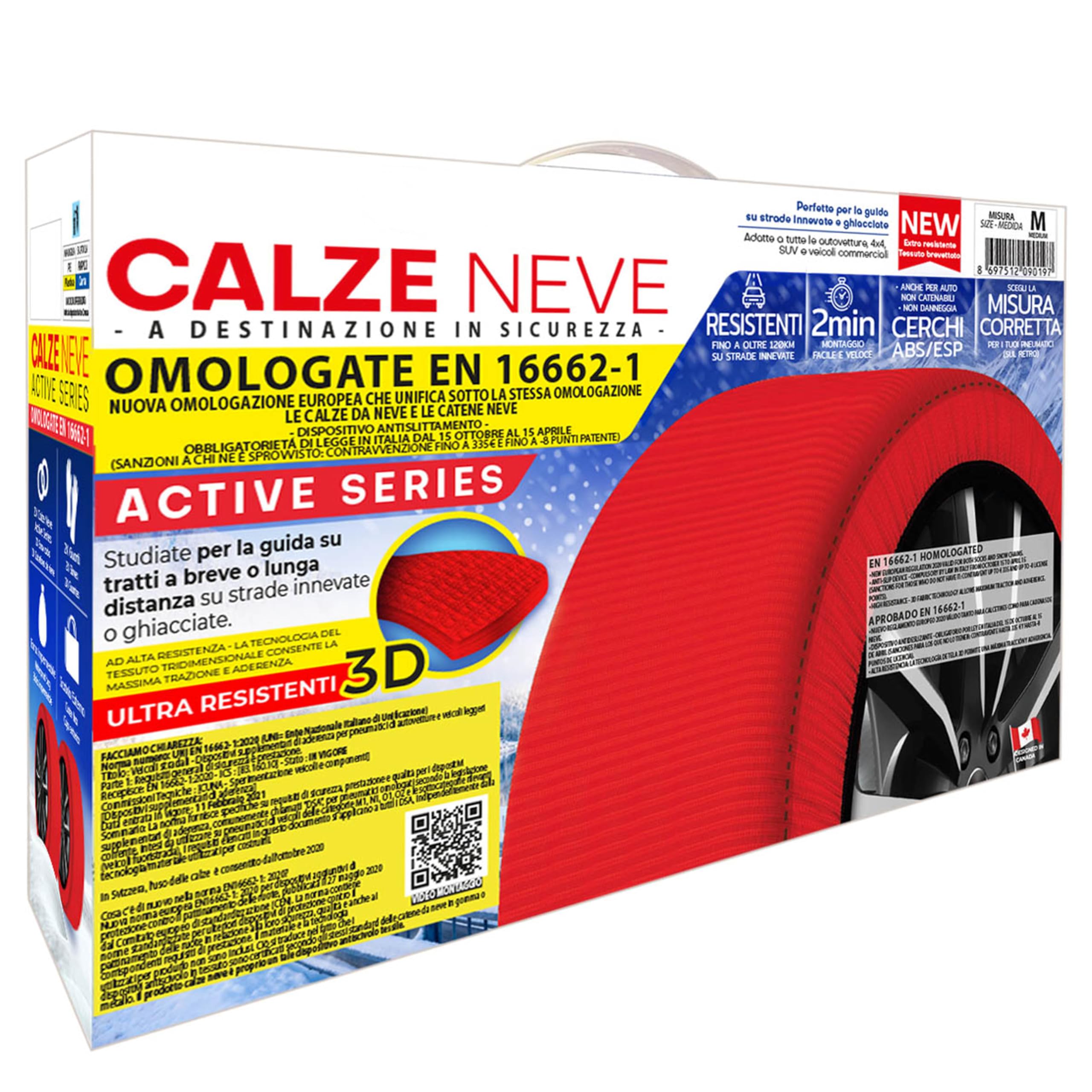 Cadena de nieve textil para neumaticos 2Pcs Talla XS - XXL Facil de Facil de instalar,Maxima distancia hasta 120 Kilometro (XL),Cert. EN16662-1