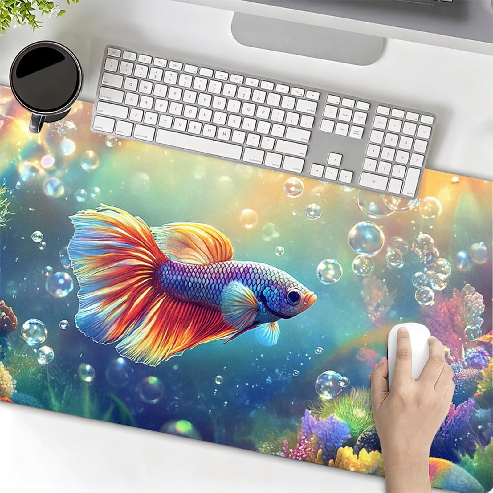 Podkładka pod mysz XXL 1200x400x3mm podkładka pod mysz koi podkładka pod mysz ocean poprawia precyzję i szybkość, wodoodporne antypoślizgowe, szyte krawędzie, akcesoria do gier, komputer, prezent dla