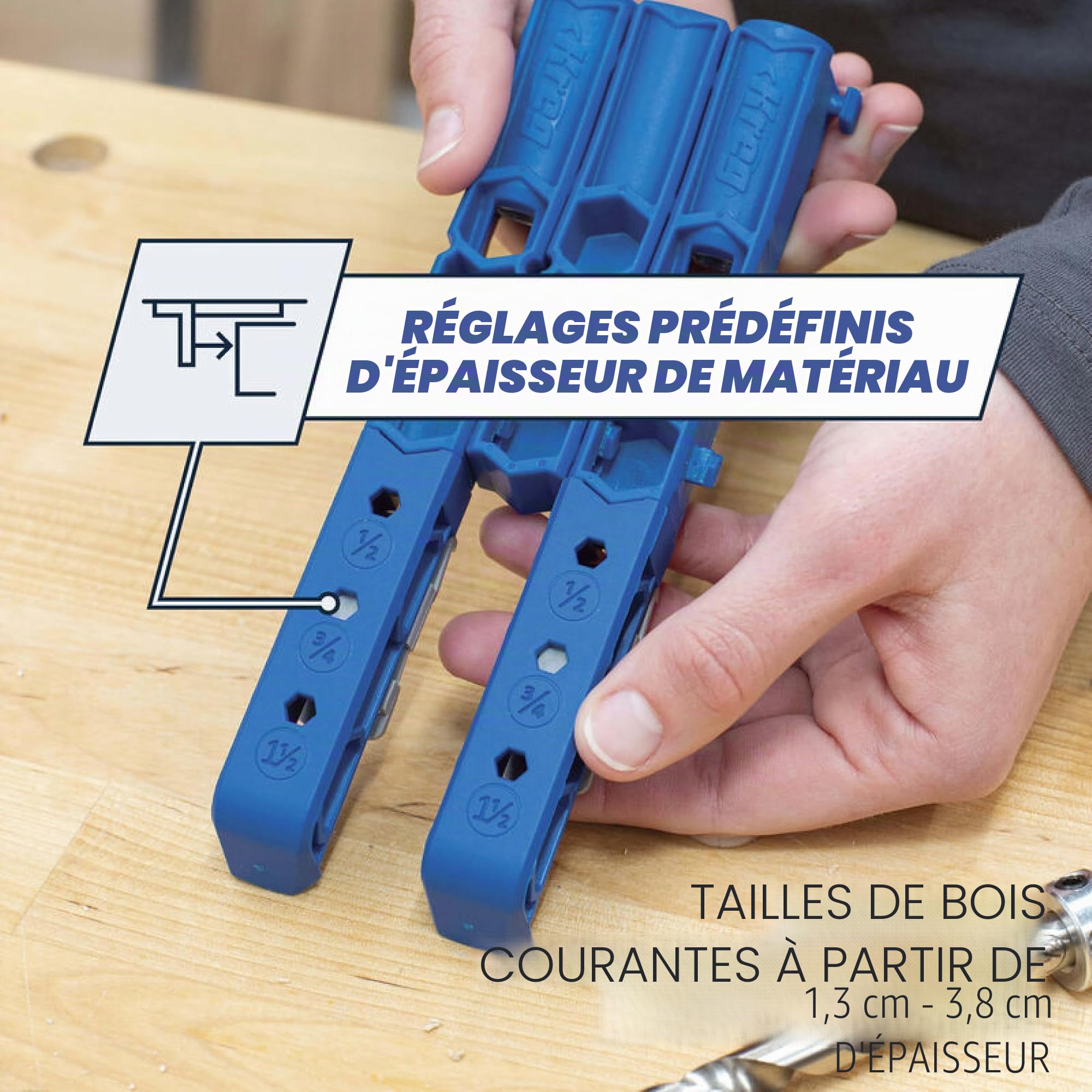 KREG Gabarit de poche durable 320 avec pince frontale classique de 5,1 cm – Comprend des pinces à bois pour le travail du bois et les espaces restreints – Pour matériaux de 1,27 cm à 3,8 cm