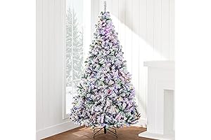 Best Choice Products Pre-Lit 6ft Snowy Artificial Christmas Tree with Multi-Colored Lights