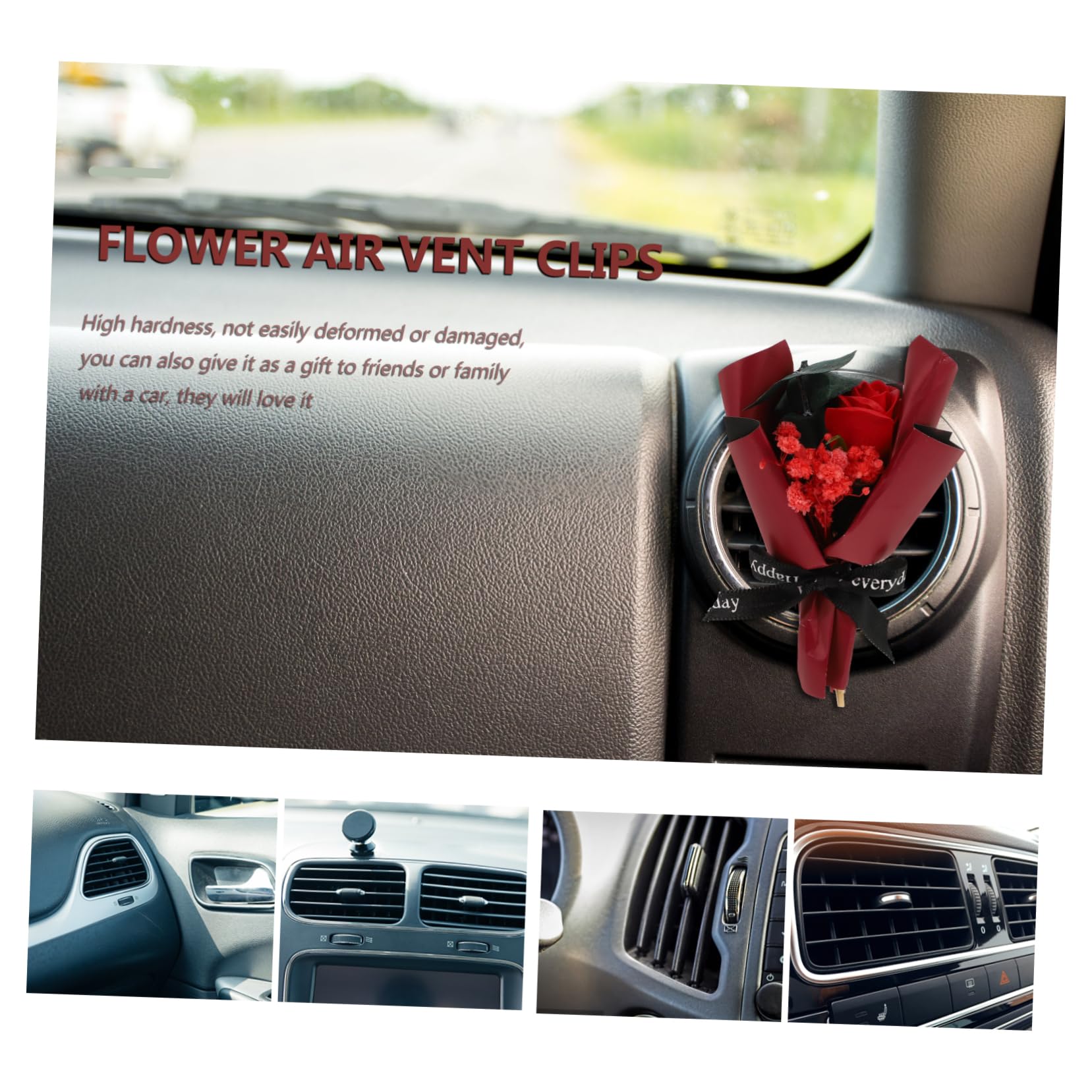 SOLUSTRE 4pezzi Clip Decorativa Per Aria Con Fiori Secchi Diffusore Per Auto Facile Da Installare Design Elegante Per Interni Auto e Casa Ottimo Per Occasioni Speciali