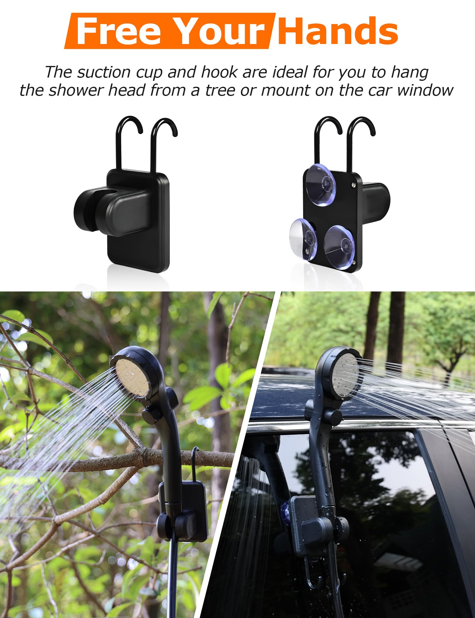 innhom Doccia da campeggio portatile, 6000 mAh, ricaricabile, con display a LED, impermeabile IPX7 e 2 modalità di spruzzo, doccia elettrica esterna per escursioni, viaggi, bagno per animali domestici