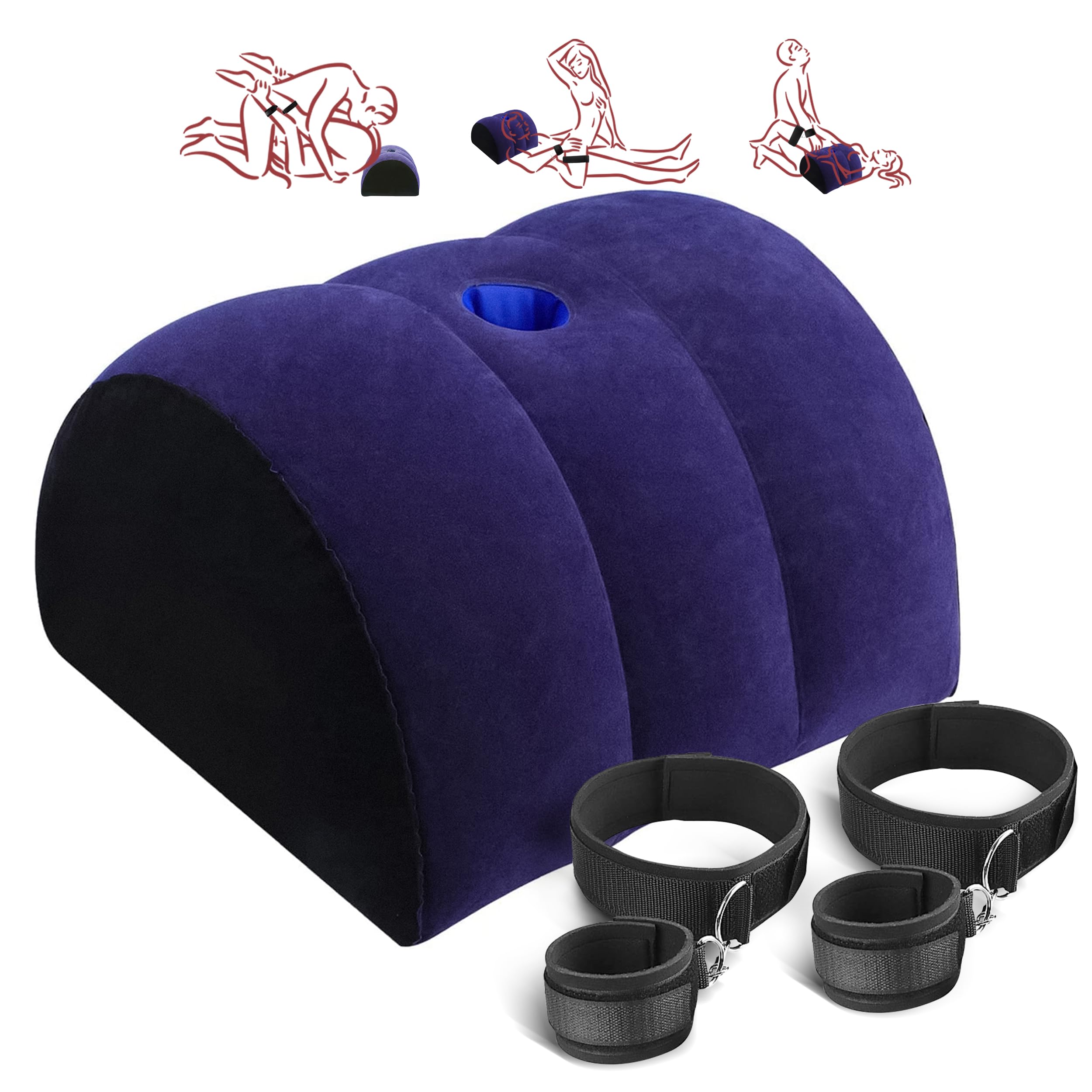 Cuscino con manette per piedi, set da bondage, cuscino gonfiabile, per amore, per coppie, principianti, colore blu