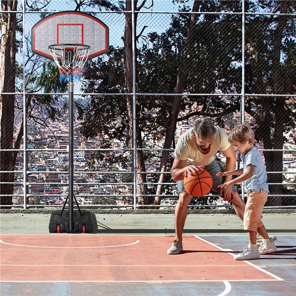 Yaheetech Panier de Basket Extérieur Portable Réglable en Hauteur de 2,11 à 3,05 m sur Pied à roulettes Base de Lestage pour Enfants, Jeunes, Adultes, Gym