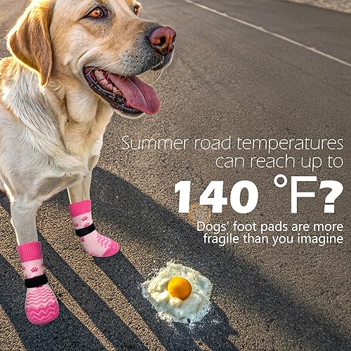Miniatura 4 de EXPAWLORER 3 pares de calcetines antideslizantes para perros, zapatos para perros para pavimento calientefrío, protector suave para patas para