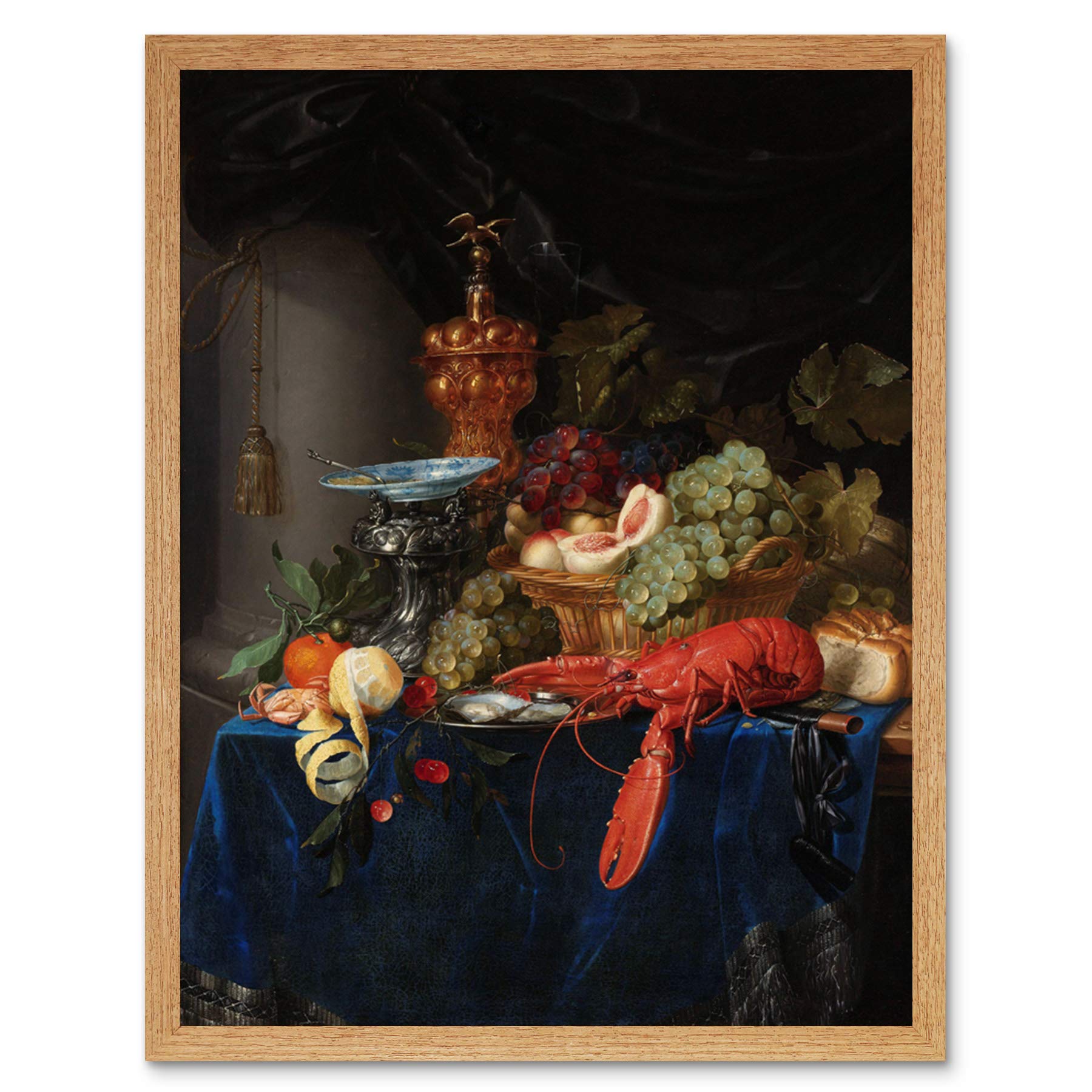 Artery8 Pieter De Ring Still Life Golden Goblet Painting Art Print Framed Poster Wall Decor 12x16 inch