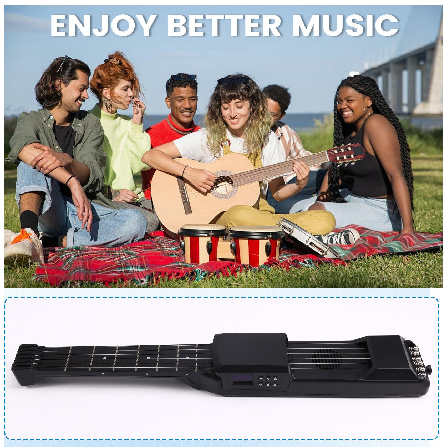 Guitarra Electrónica Digital Inteligente, Mini Guitarra Educativa, Instrumento de Cuerda, Entrenador de Acordes, Guitarra de Bolsillo de 7 Trastes.