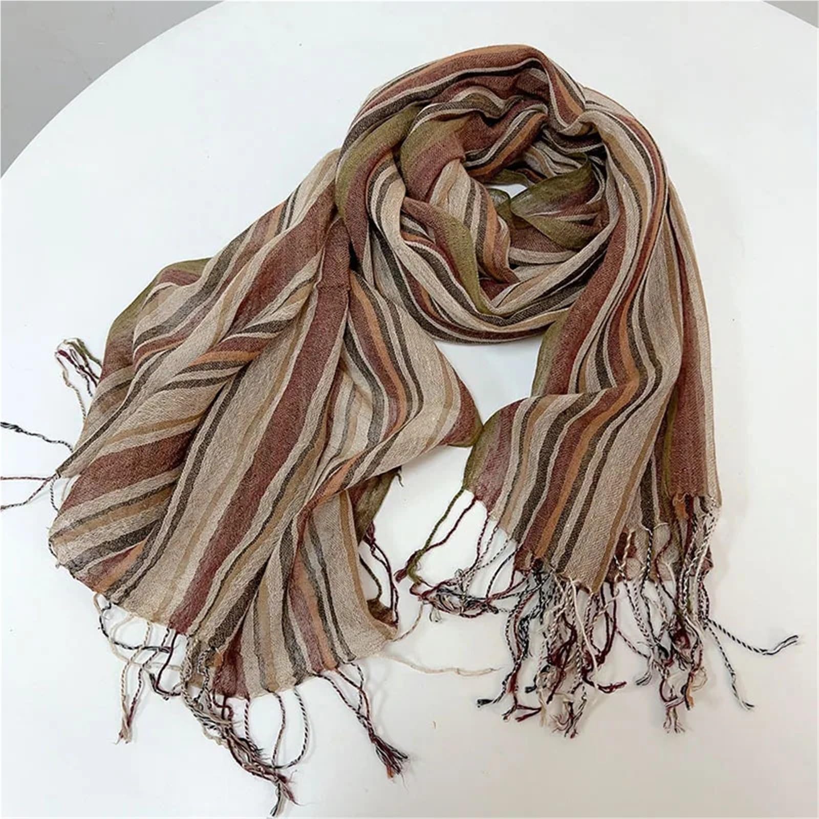 Sciarpa in Cotone e Lino Sciarpa casual a righe in misto cotone e lino