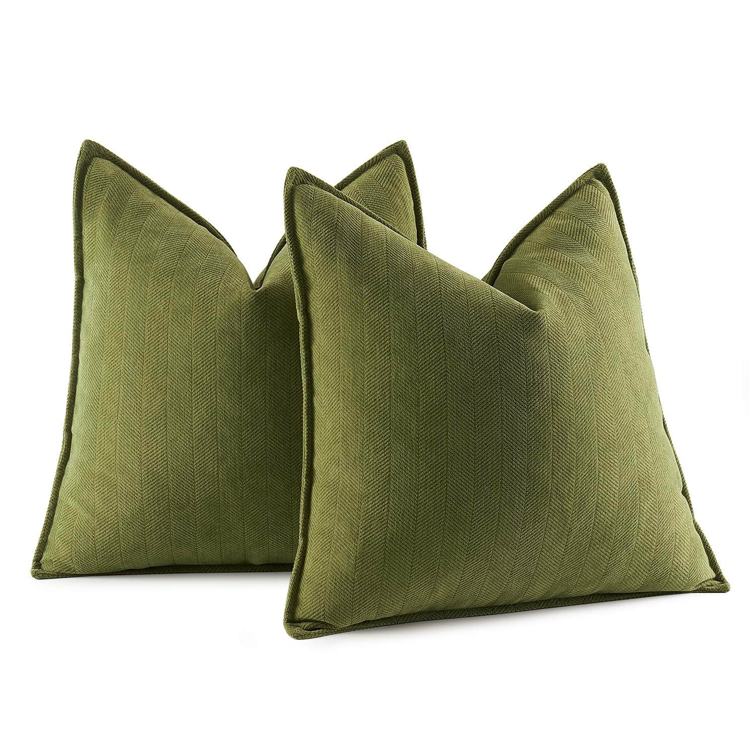 MIULEE Chenille Cushion Covers 40 x 40 cm Set of 2 Soft Sofa Cushions Boho Decorative Throw Cover Modern Furniture Decoration Throw Pillow Covers for Sofa Bedroom 16x16 inch Matcha Green