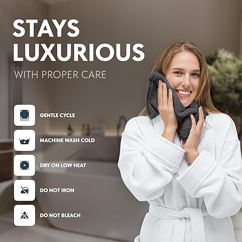 Vista 5 de White Classic Toallas de algodón de lujo de 13 x 13 pulgadas, algodón turco de 22.16 oz/m², para hotel, spa, toalla de cara de baño, paquete de 12