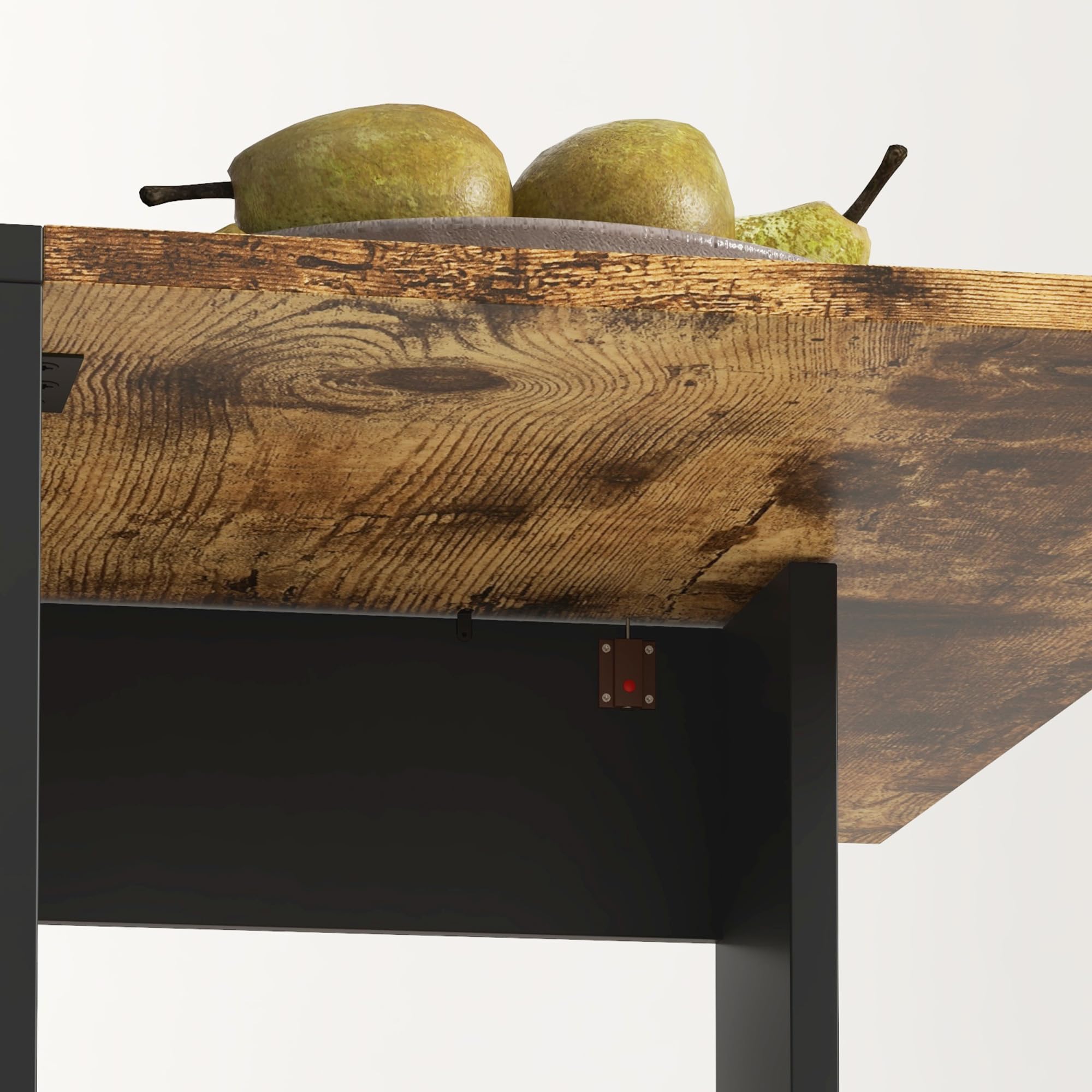 HOMCOM Mesa Plegable de Comedor Alas Abatibles Negro y Marrón Rústico | Mesa de Cocina Plegable, con Alas Abatibles, para Salón, Espacio Pequeño, 103x76x73,5cm
