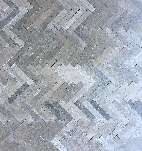 Miniatura 4 de Squareefeet Depot - Azulejo de piedra caliza de mosaico en espiga Lagos Azul fabricado en Portugal