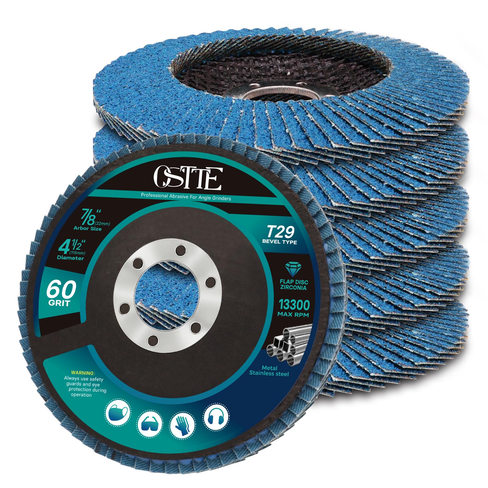 OSTTE 60 Grit Flap Discs - 5 Pack for Angle Grinder -1