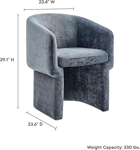 Miniatura 3 de Modway Verity Modern Silla de comedor con barril de felpilla en color azul pizarra, sillón redondo tapizado de tela con respaldo curvo, silla de