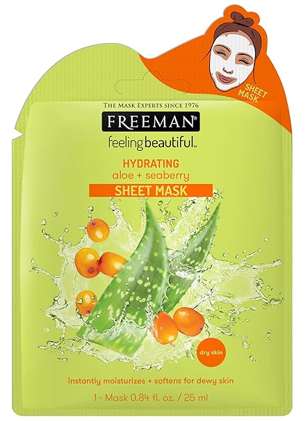 Amazon Com Feeling Beautiful Hydrating Aloe Seaberry Sheet Mask By Freeman 0 84 Oz Beauty Personal Care