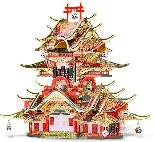 Miniatura 9 de Piececool Rompecabezas 3D para adultos, kits de modelos de construcción tradicionales chinos para adolescentes, rompecabezas de metal 3D difícil,