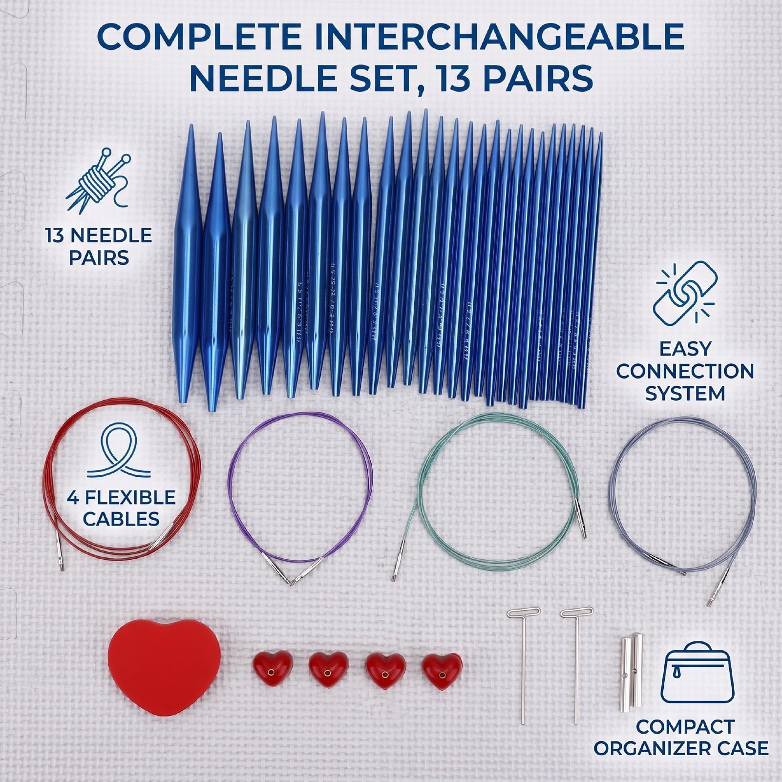 Luocute Set di Ferri da Maglia Circolari Intercambiabili da 13 Paia