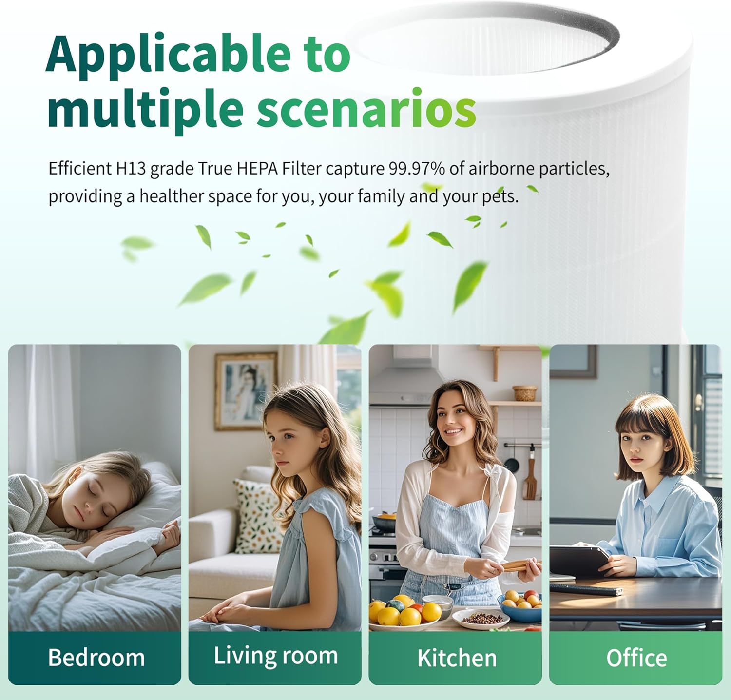 11020 HEPA Air Purifier Filter Replacement, Compatible with Clorox 11020 11021 12020 Air Cleaner Purifier, 2-in-1 High-Efficiency HEPA Replacement Filter, 2 Pack - Image 8