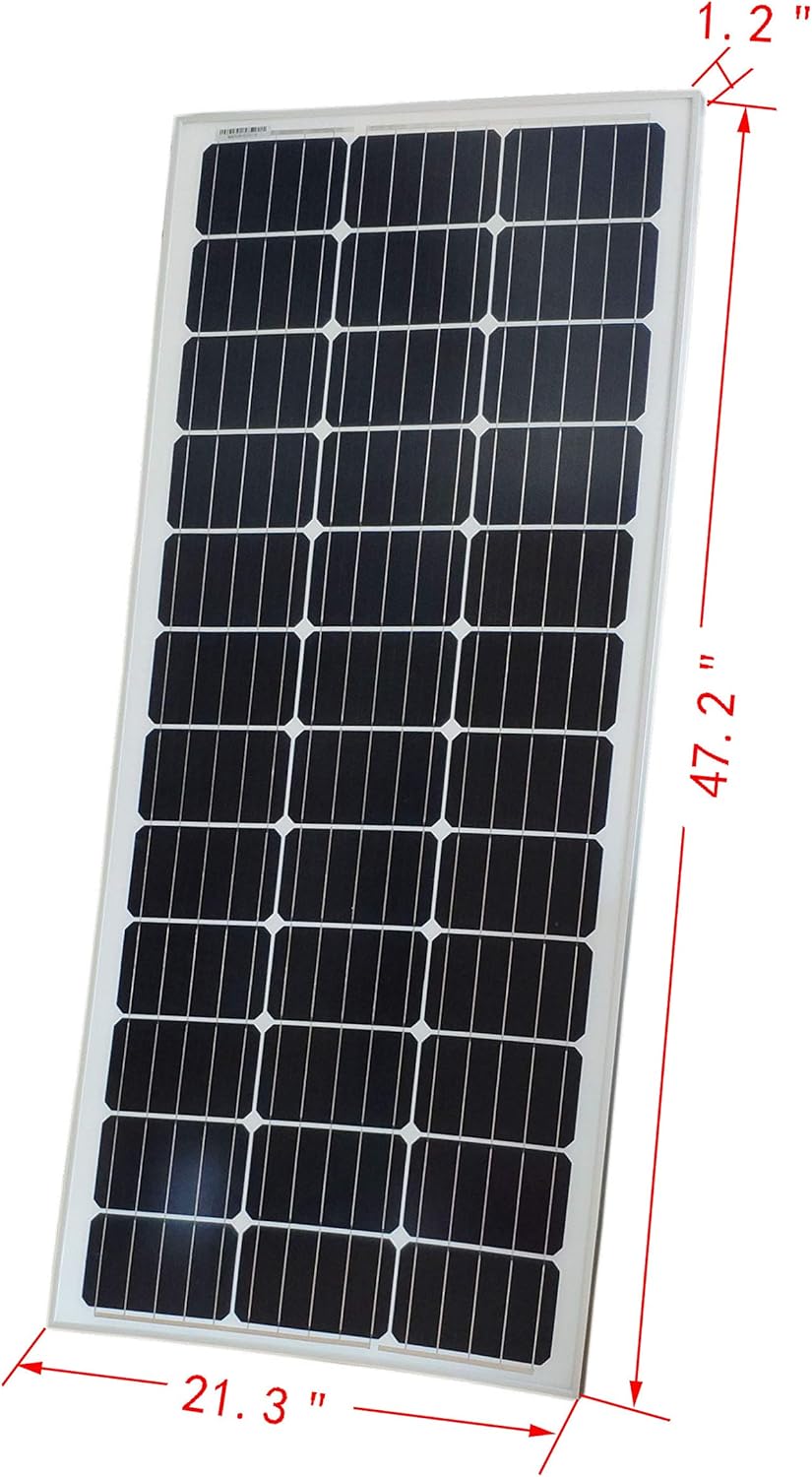 FixtureDisplays® 21X48X1.2" 100 Watts 12 Volts Monocrystalline Solar Panel 18339-NEW