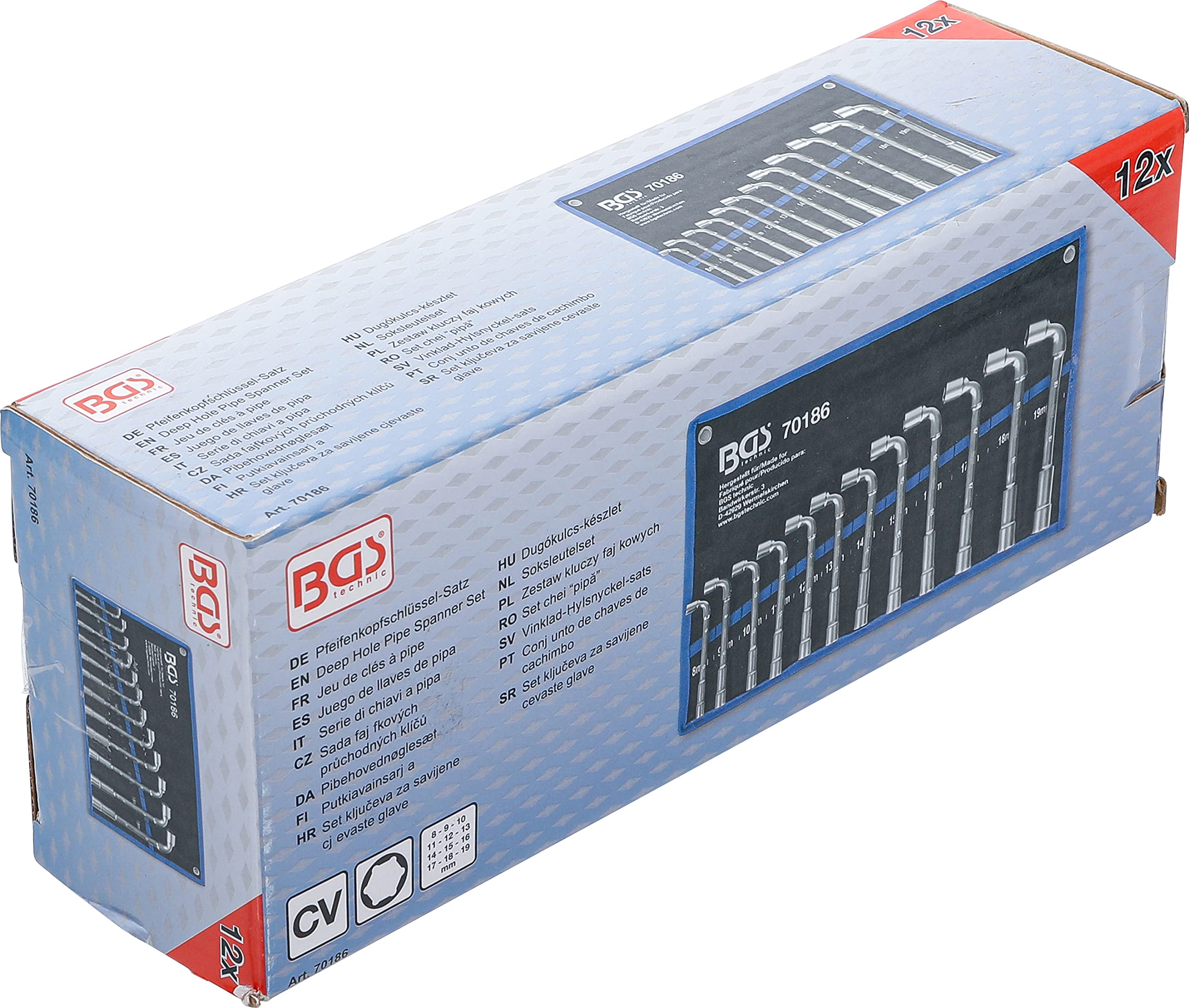 BGS 70186 | Serie di chiavi a pipa | 8-19 mm | 12 pz.
