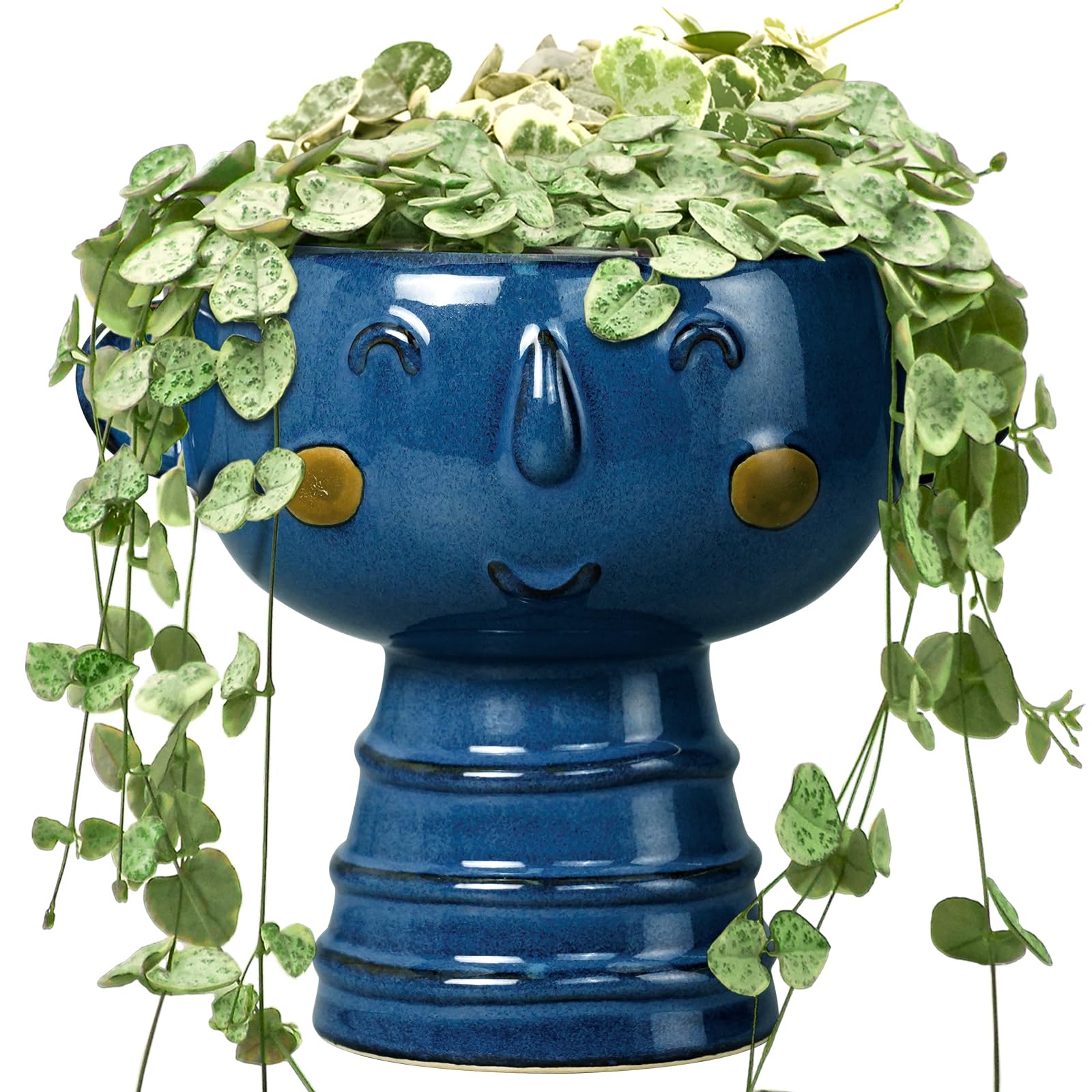 Fivepot Blue Ceramic Head Planter