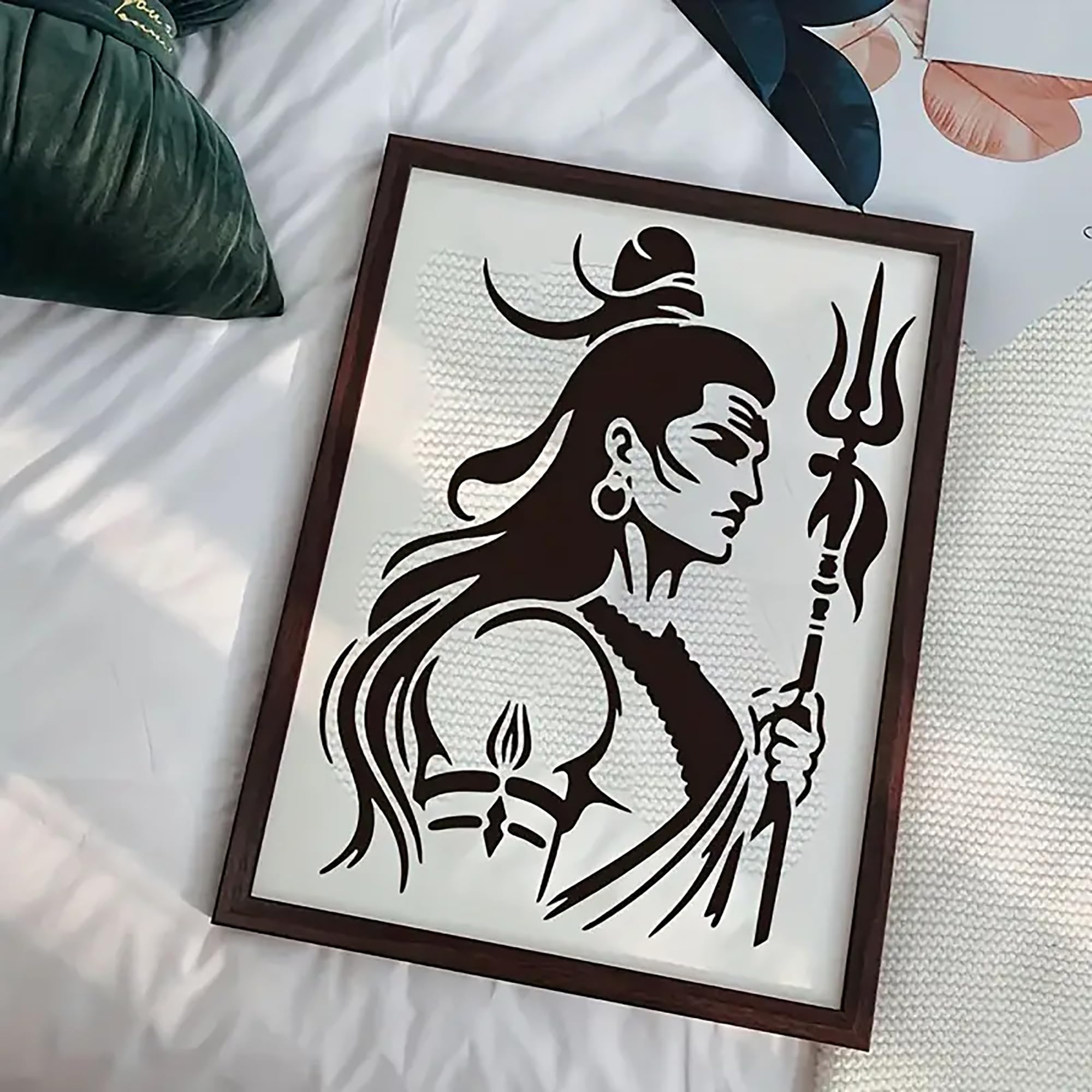Cliths Shiva Stencils for Painting Reusable Hindu God Character Stencil for Art Craft Wall Wood Fabric Canvas Drawing DIY Home Decor Plastic Sheet for Kids and Adults 1