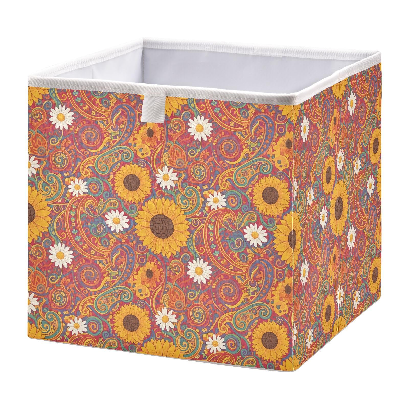 Ewusp Sunflowers Cube Storage Boxes 28x28 cm Foldable Closet Organiser Bin Holiday Basket Baby Basket for Nursery Bedroom Office
