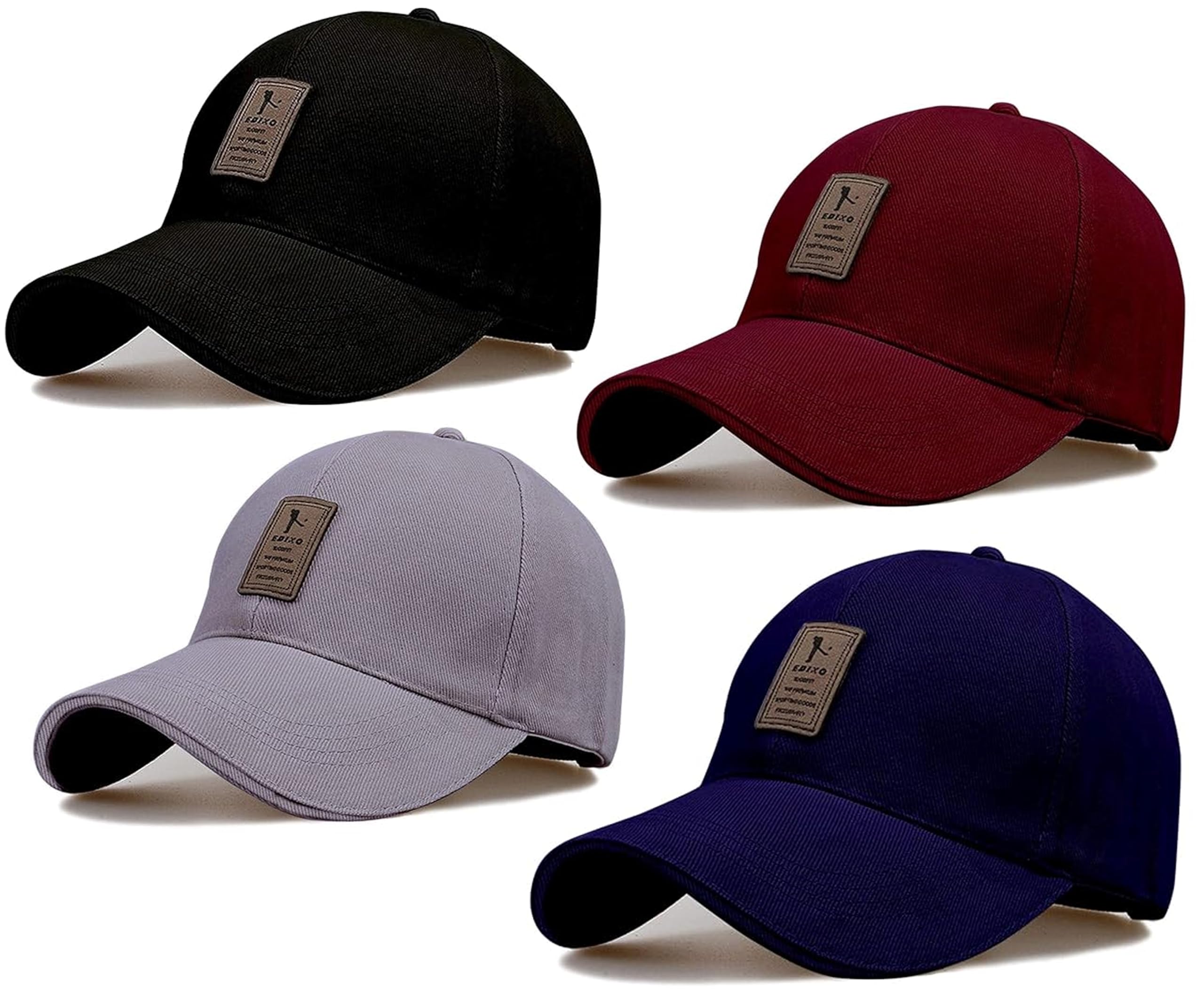 CLASSYMESSI Combo Pack of 4 Ediko Caps Fit for Mens and Womens Quick Drying Adjustable UV- Protection Cotton Blend Cap-image-26