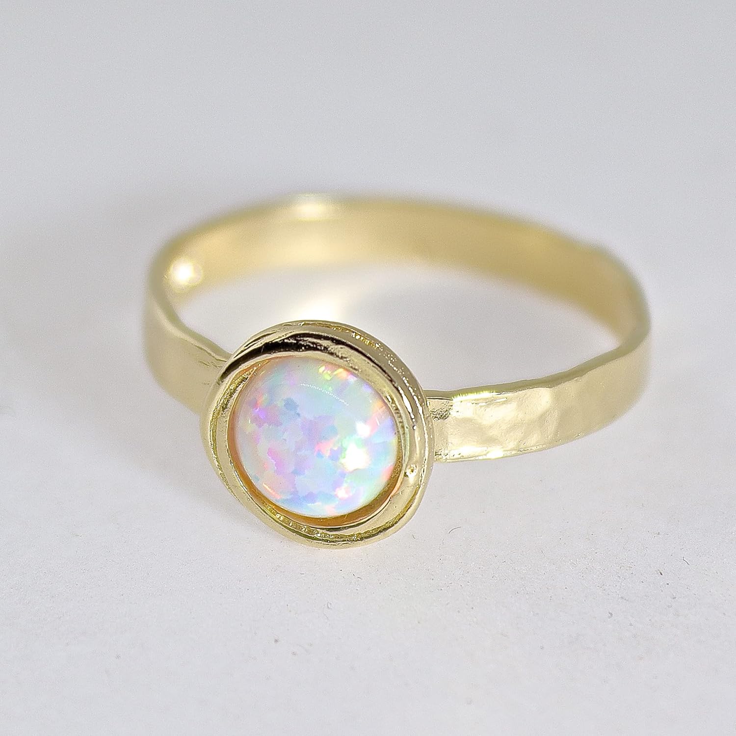 Gemstone gold ring, 14k gold plating stone ring band, Stacking stone ring, Small stone gold ring