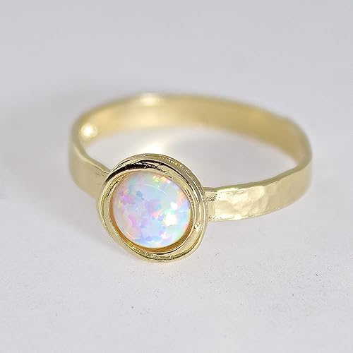 Miniatura 4 de Anillo de oro de piedras preciosas, anillo de piedra chapada en oro de 14 quilates, anillo de piedra apilable, anillo de oro de piedra pequeña