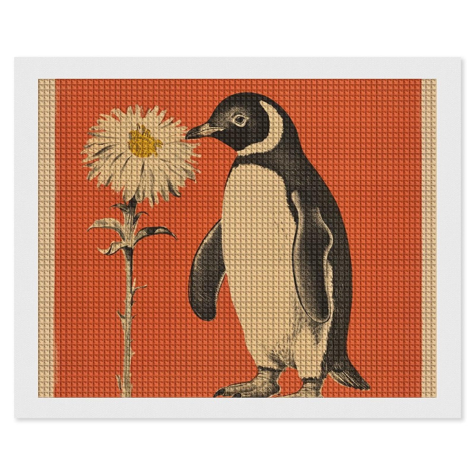NONHAI Diamond Painting Kits for Adults - DIY Diamond Art Kits for Beginners - Full 5D Paint Drill Diamond Dots Paintings- A Flower and Penguin Diamonds Pictures Gem Art and Craft Wall Decor 16"x20"