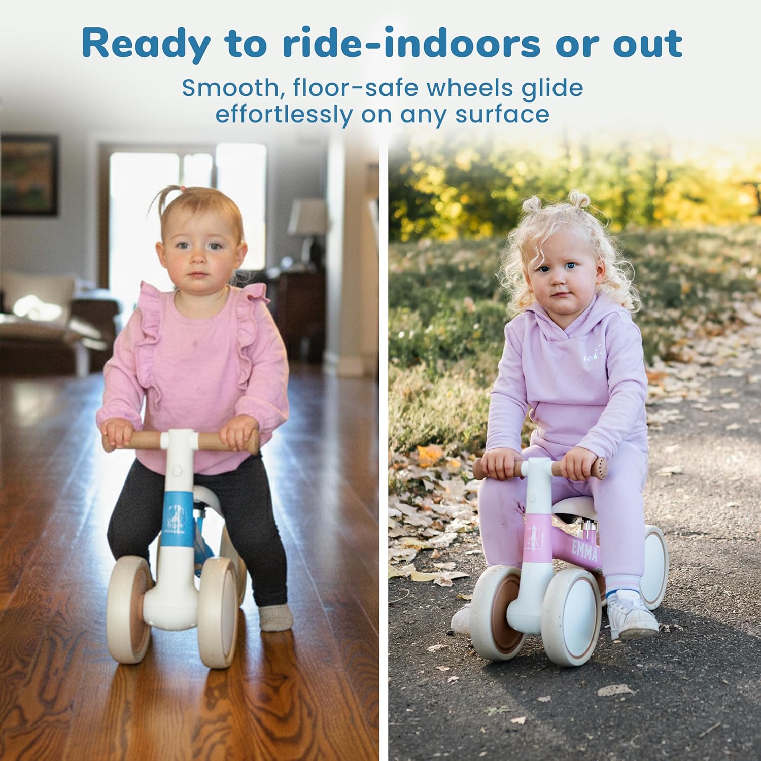 Customized Baby Balance Bike for 1-Year-Old | Lightweight and Safe - No Sharp Edges | Silent Wheels for Smooth & Quiet Rides | Easy-to-Assemble 1st Balance Bike for Toddlers, Pink