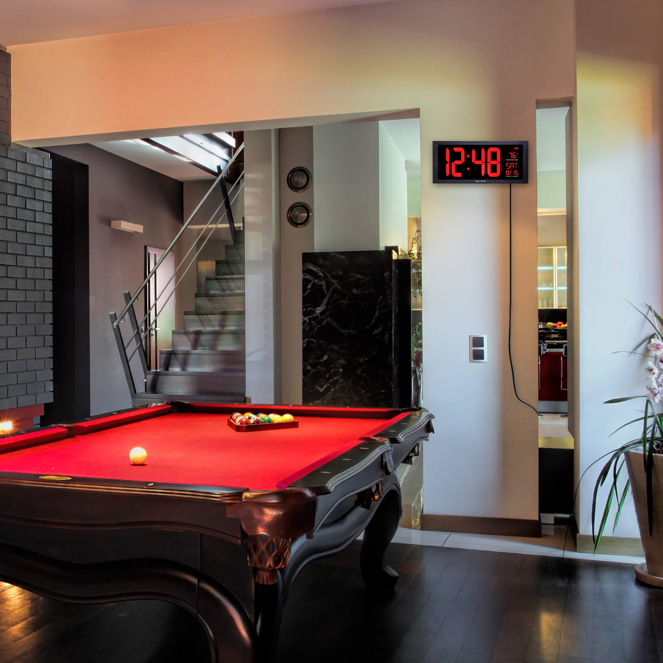 AcuRite Large 18” Digital LED Oversized Wall Clock with Date