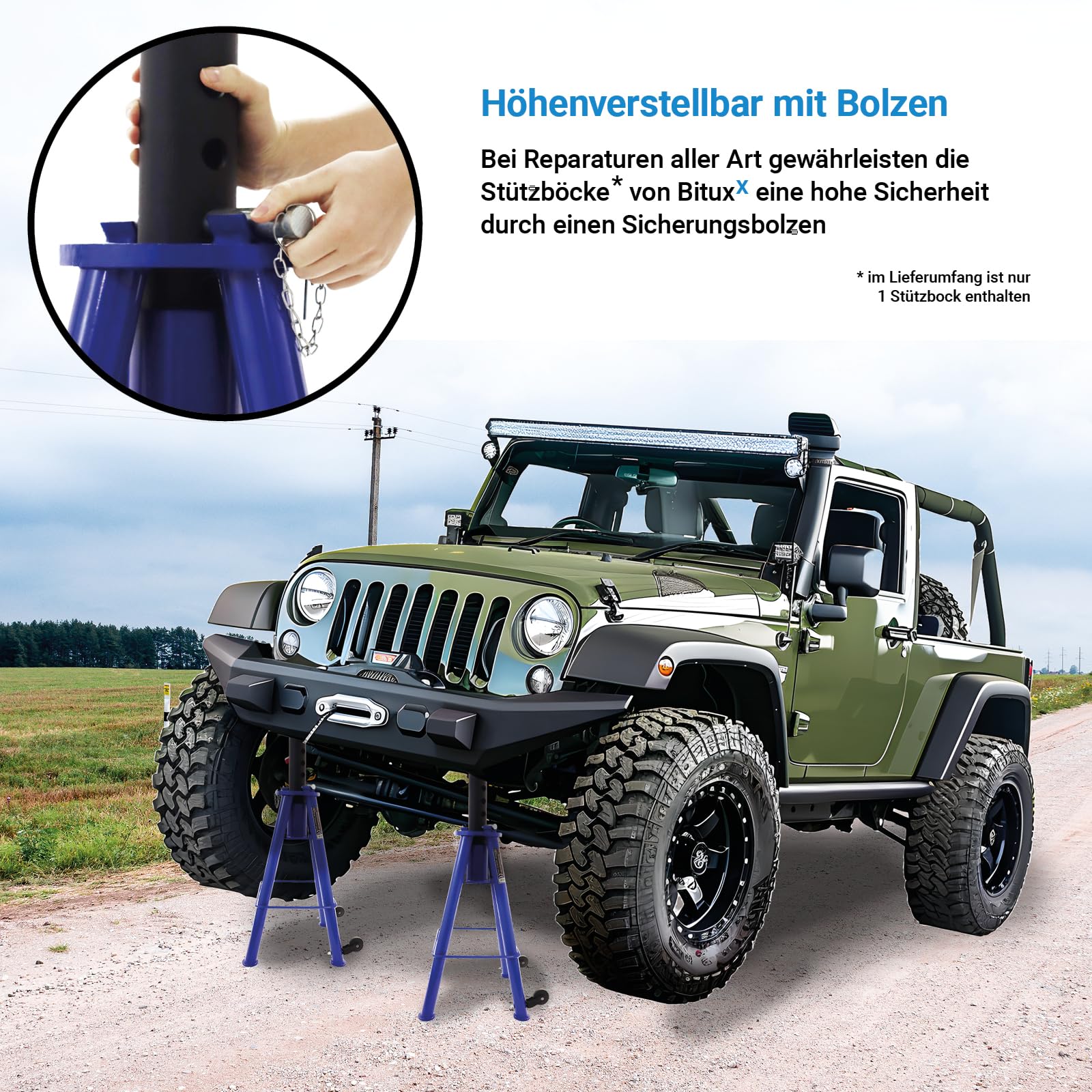 Bituxx 12T Stützbock Unterstellbock KFZ Auto Bock Aufbocken Jack Stand Stütze Auto Höhenverstellbar Blau