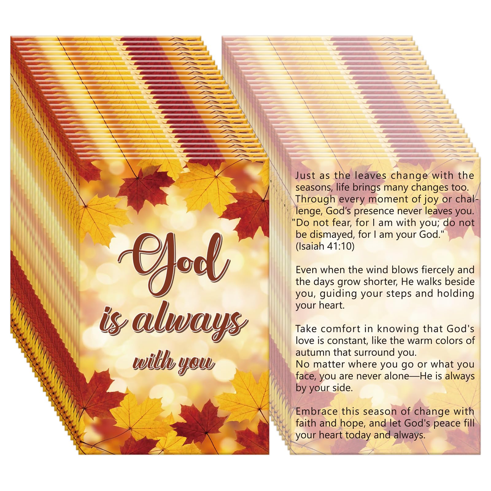 Cosmisun Fall Gospel Tract Card - 240 Pcs Thanksgiving Autumn Salvation Cards Maple leaves Holiday Pocket Holy Postcards Tracts Inspirational Christian Bible Bookmark for Women Men Harvest Party Gifts — image 1