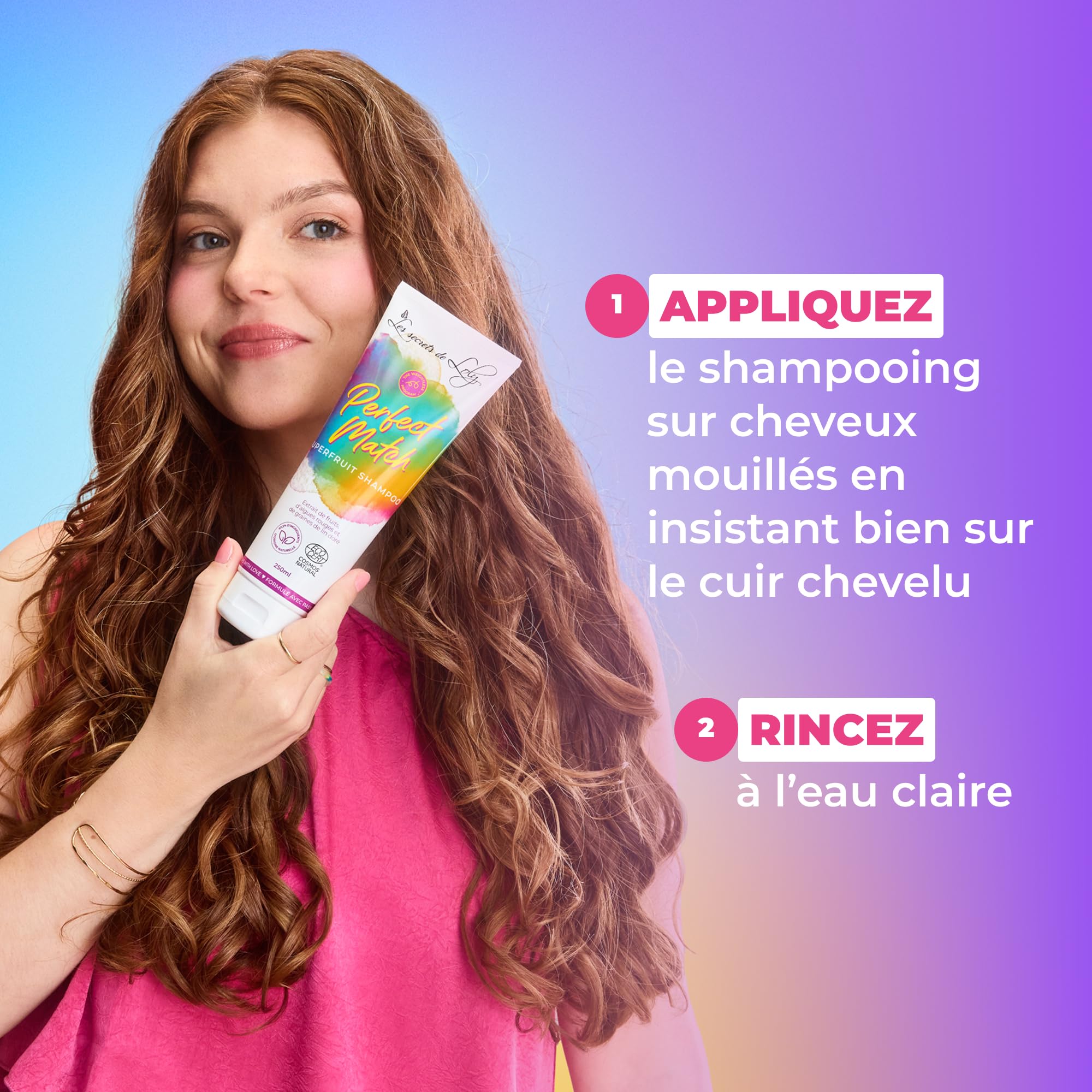 Les Secrets de Loly – Perfect Match – Shampooing sans Sulfate – Cheveux Ondulés, Bouclés & Frisés – Hydratant Léger – 97% d'Origine Naturelle – 250 ml