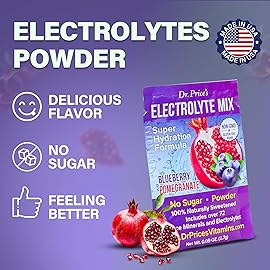 Dr. Prices Electrolytes Hydration Powder Packets - Blueberry Pomegranate, 30 Packs | Sugar Free Electrolyte Drink Mix, 72+ Trace Minerals, Manganese | Keto, Vegan, Doctor-Formulated, Made in USA