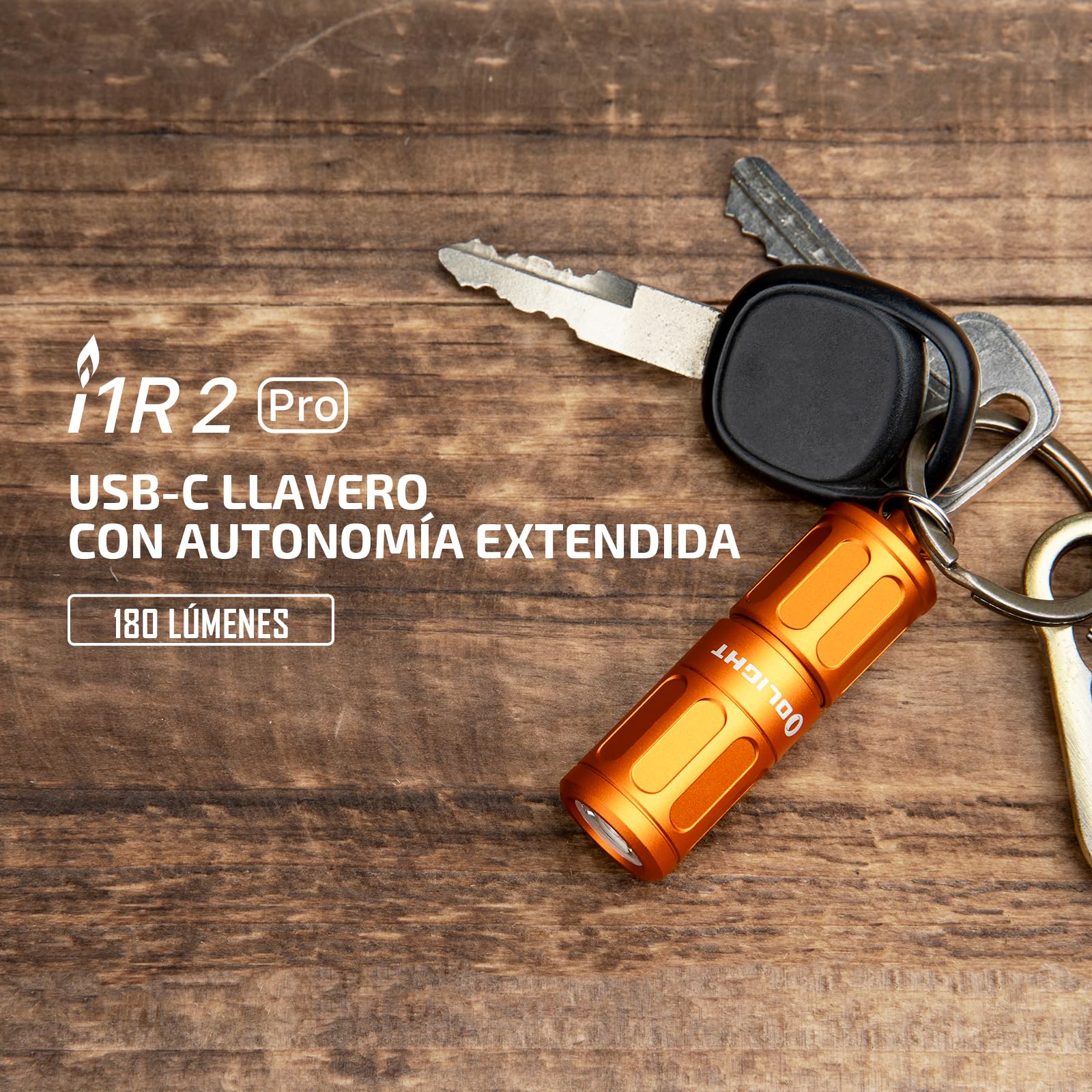 OLIGHT I1R 2 Pro EOS Linterna de Llavero, LED Recargable EDC de 180 Lúmenes, Mini Linterna Solo Peso 22g, Flashlight Pequeña pero Potent 48 m, Niños para Diario Usos y Camino (Cápsula Naranja)